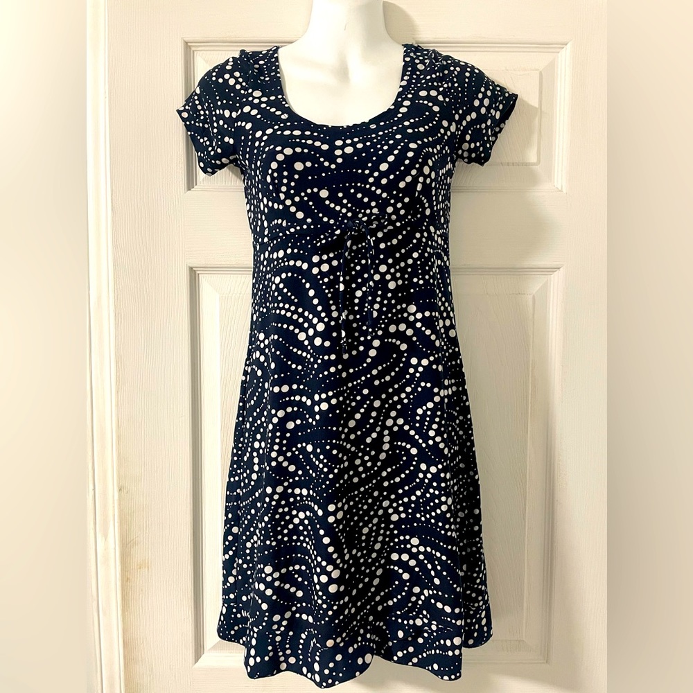 Caramely navy polka dot print mini dress size Medium